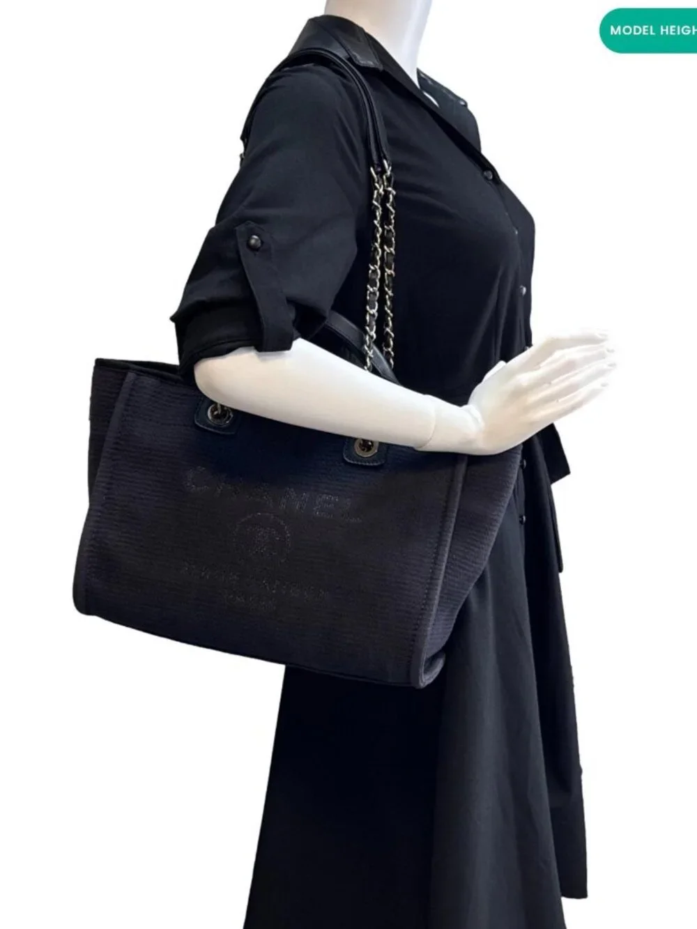 Chanel  Deauville Small Mixed Fibers Tote Bag Navy Blue